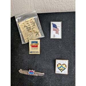 Lot of Postage Stamp, Etc. Lapel Pins Vintage to Modern